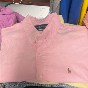 Ralph Lauren Pink short sleeve, yellow long sleeve, navy and white button down